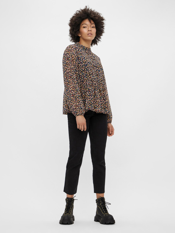 Pieces Černé zkrácené straight fit džíny Pieces Luna