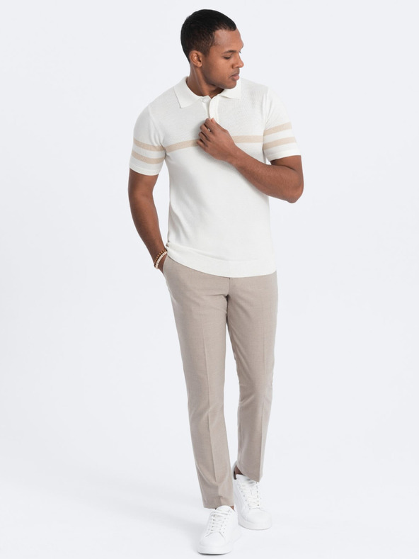 Ombre Clothing Krémová pánská polokošile Ombre Clothing