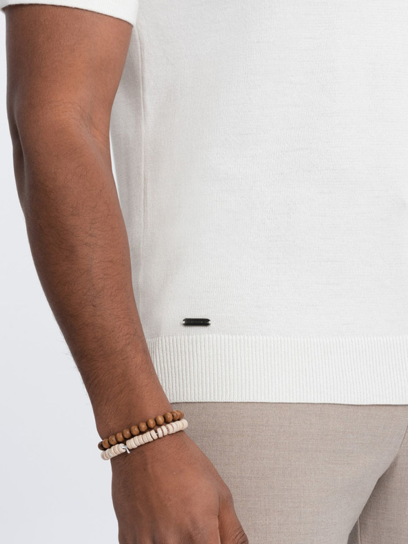 Ombre Clothing Krémová pánská polokošile Ombre Clothing