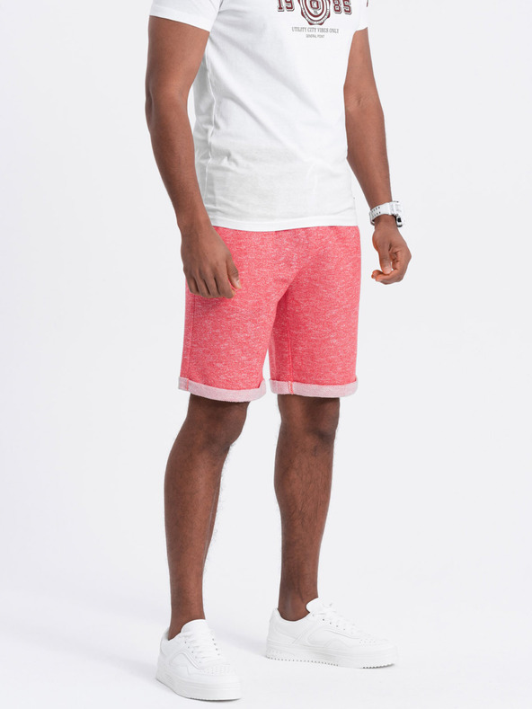 Ombre Clothing Červené pánské žíhané kraťasy Ombre Clothing
