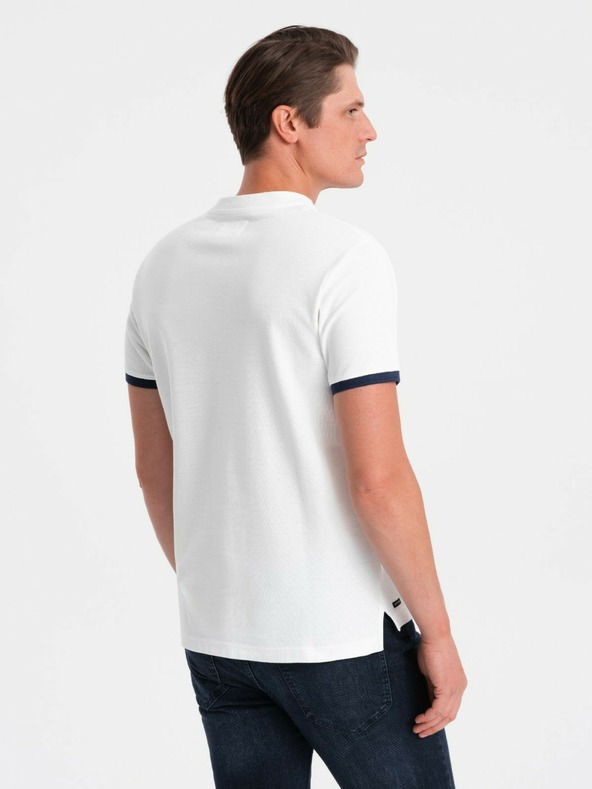 Ombre Clothing Bílé pánské polo tričko Ombre Clothing