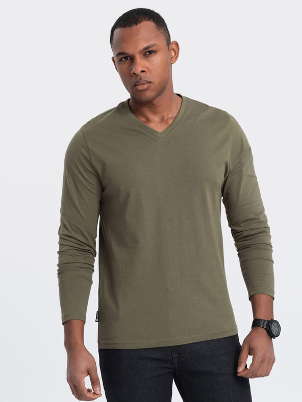 Ombre Clothing Khaki pánské basic tričko Ombre Clothing