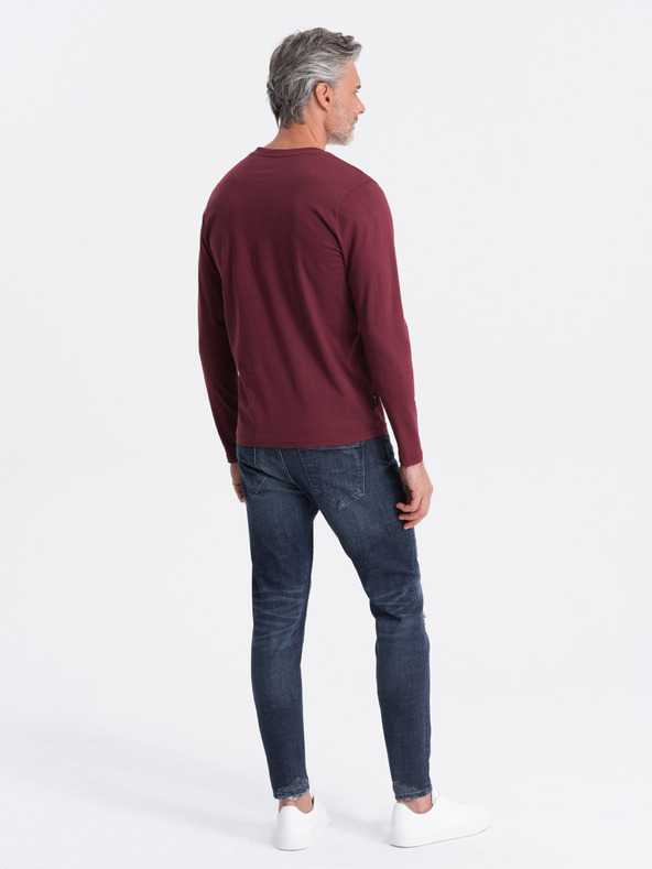 Ombre Clothing Vínové pánské basic tričko Ombre Clothing