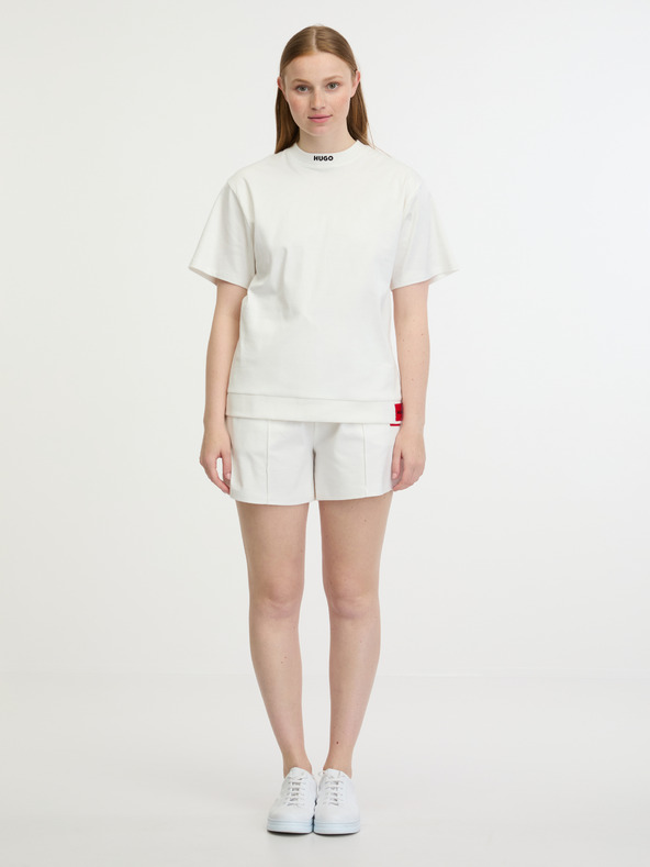 HUGO Krémové dámské tričko HUGO Dina T-shirt