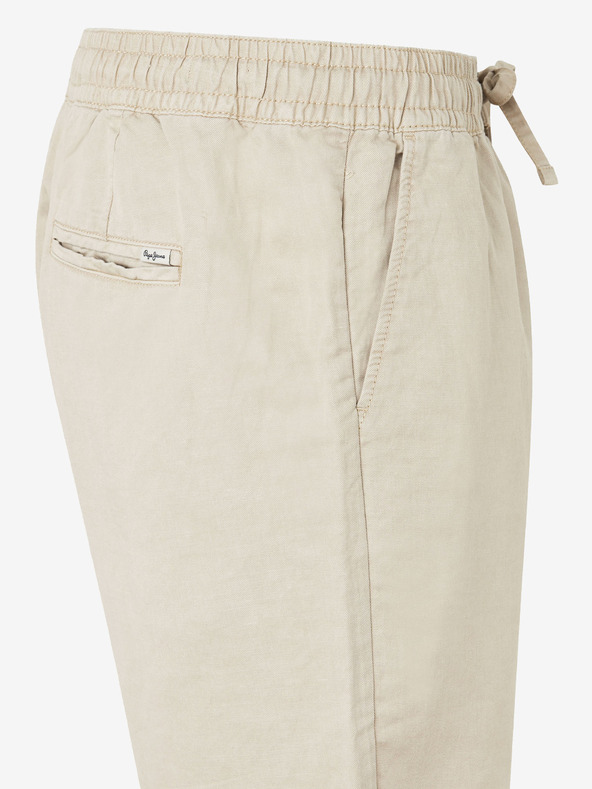Pepe Jeans Béžové lněné pánské kraťasy Pepe Jeans