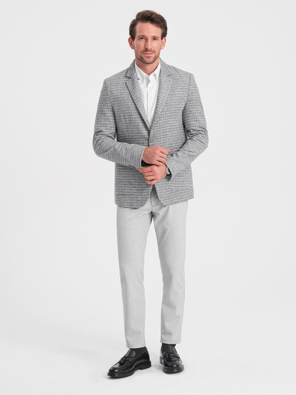 Ombre Clothing Šedé pánské kostkované sako s příměsí vlny Ombre Clothing