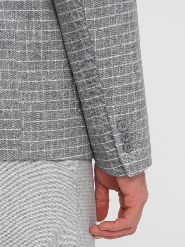 Ombre Clothing Šedé pánské kostkované sako s příměsí vlny Ombre Clothing