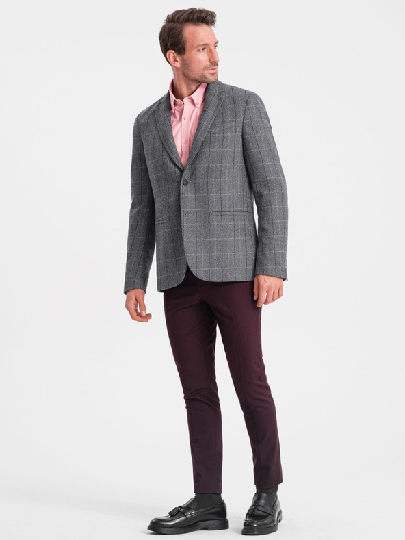 Ombre Clothing Šedé pánské žakárové sako Ombre Clothing