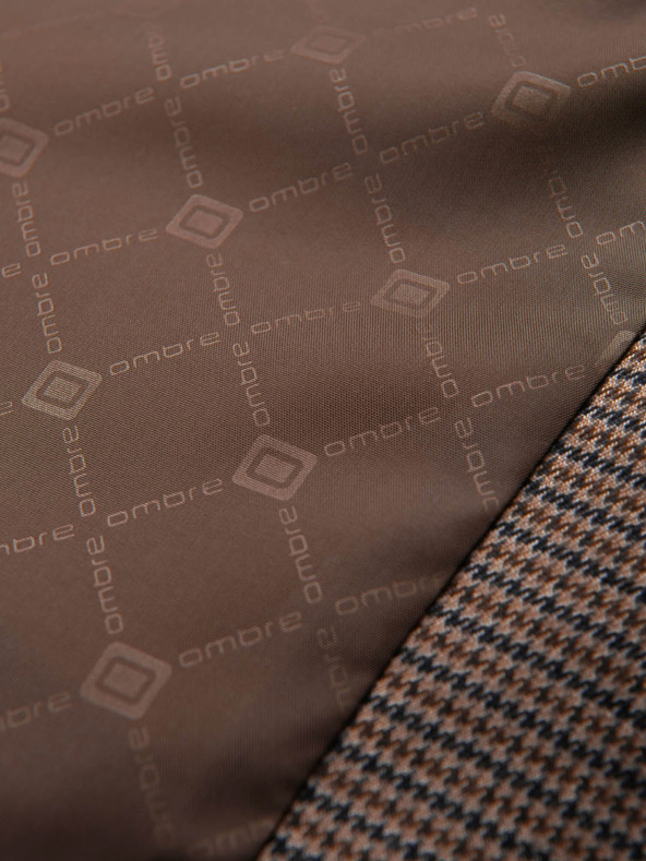 Ombre Clothing Hnědé pánské jemně kostkované sako Ombre Clothing