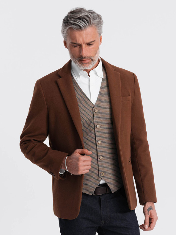 Ombre Clothing Hnědé pánské sako Ombre Clothing