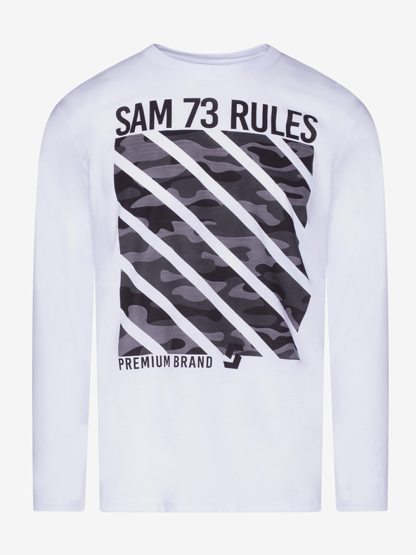 Sam 73 Bílé pánské tričko s potiskem SAM 73