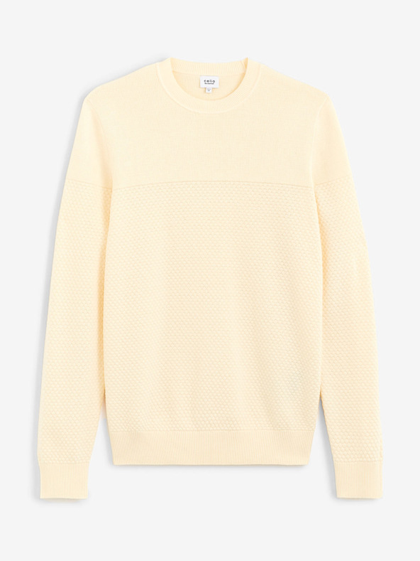 Celio Krémový pánský svetr Celio Cebbublo