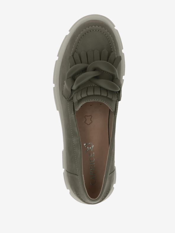 Caprice Khaki dámské semišové mokasíny na platformě Caprice