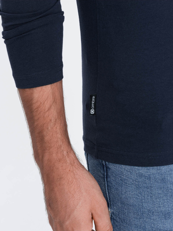 Ombre Clothing Tmavě modré pánské tričko s véčkovým výstřihem Ombre Clothing