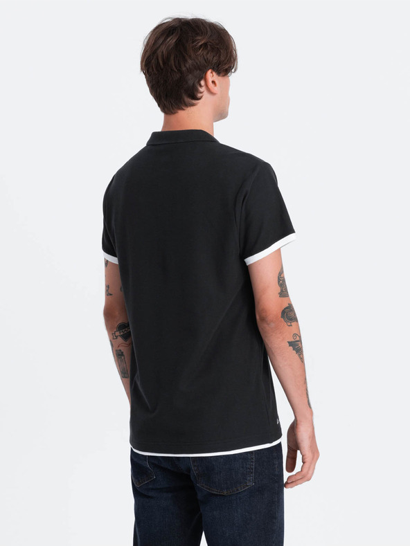 Ombre Clothing Černé pánské polo tričko Ombre Clothing