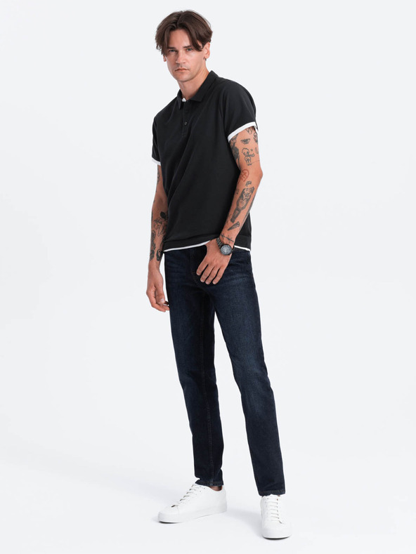 Ombre Clothing Černé pánské polo tričko Ombre Clothing