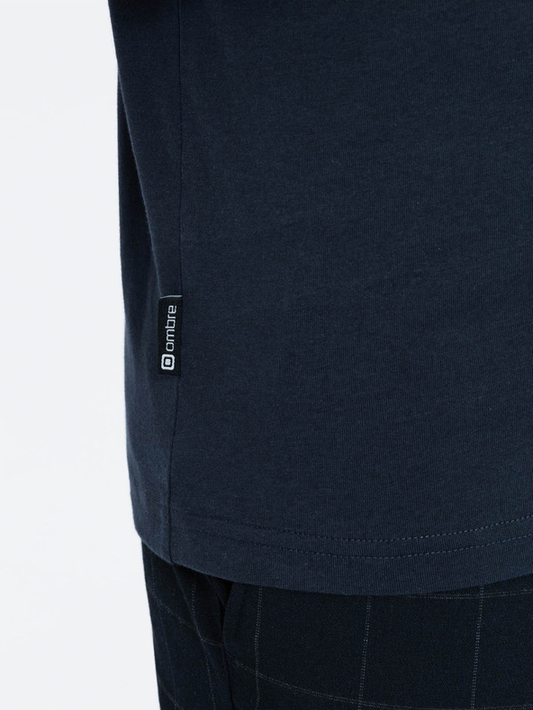 Ombre Clothing Tmavě modré pánské tričko s knoflíky Ombre Clothing HENLEY