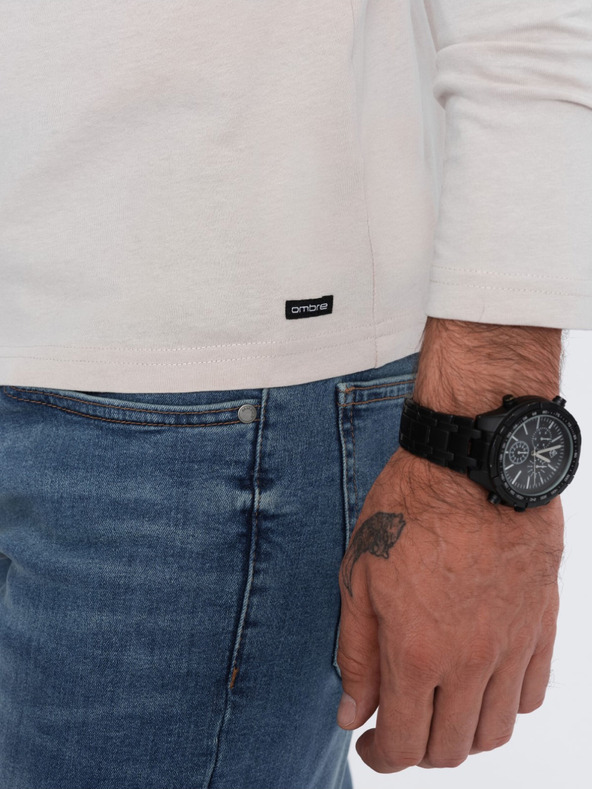 Ombre Clothing Světle šedé pánské tričko s knoflíky Ombre Clothing HENLEY
