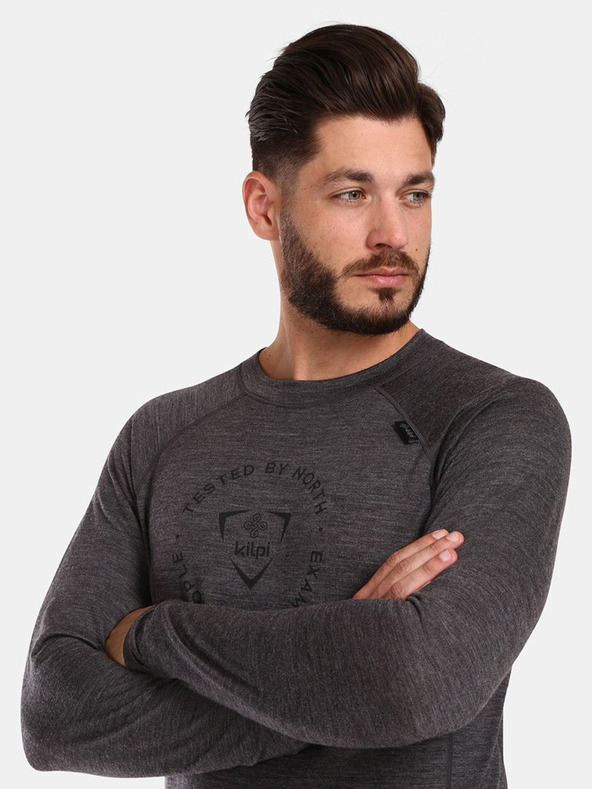 Kilpi Tmavě šedé pánské tričko z Merino vlny Kilpi MAVORA TOP-M