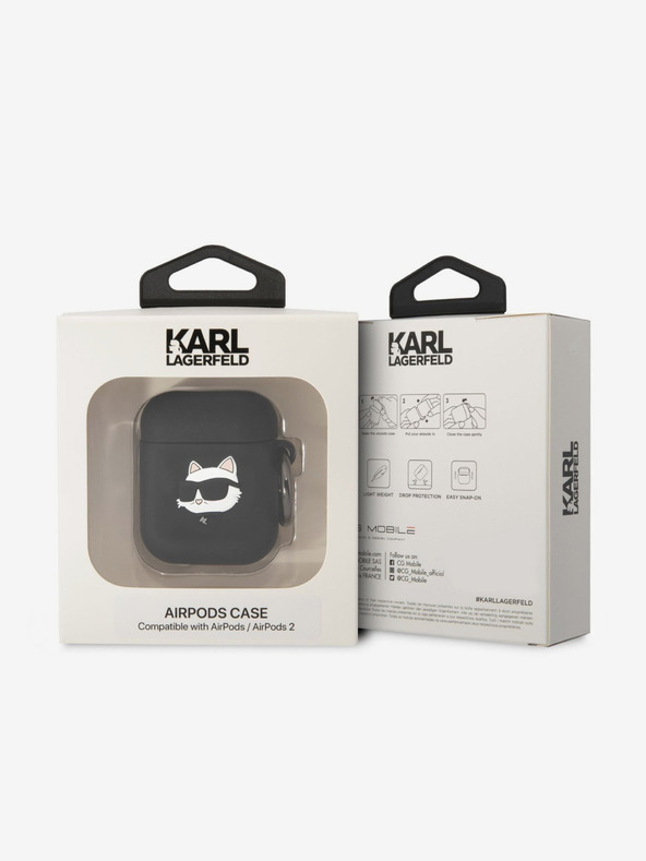 Karl Lagerfeld 3D Logo NFT Choupette Head Silikonové Pouzdro pro Airpods 1/2 Black Karl Lagerfeld