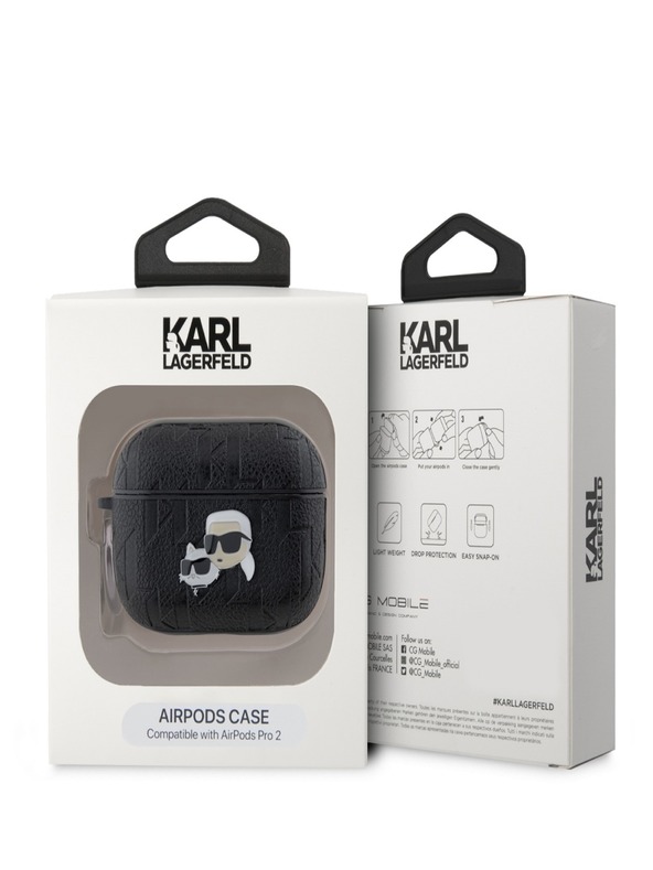 Karl Lagerfeld Karl Lagerfeld PU Embossed Karl and Choupette Heads Pouzdro pro AirPods Pro 2 Black