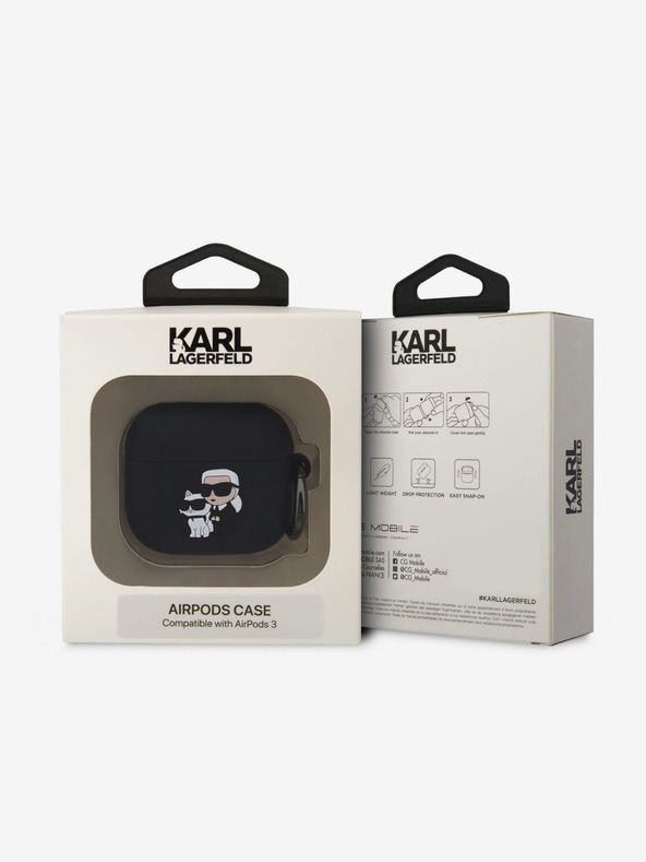 Karl Lagerfeld 3D Logo NFT Karl and Choupette Silikonové Pouzdro pro AirPods 3 Black Karl Lagerfeld