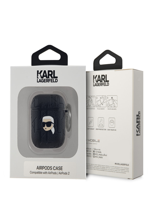 Karl Lagerfeld Karl Lagerfeld PU Embossed Karl Head Pouzdro pro AirPods 1/2 Black