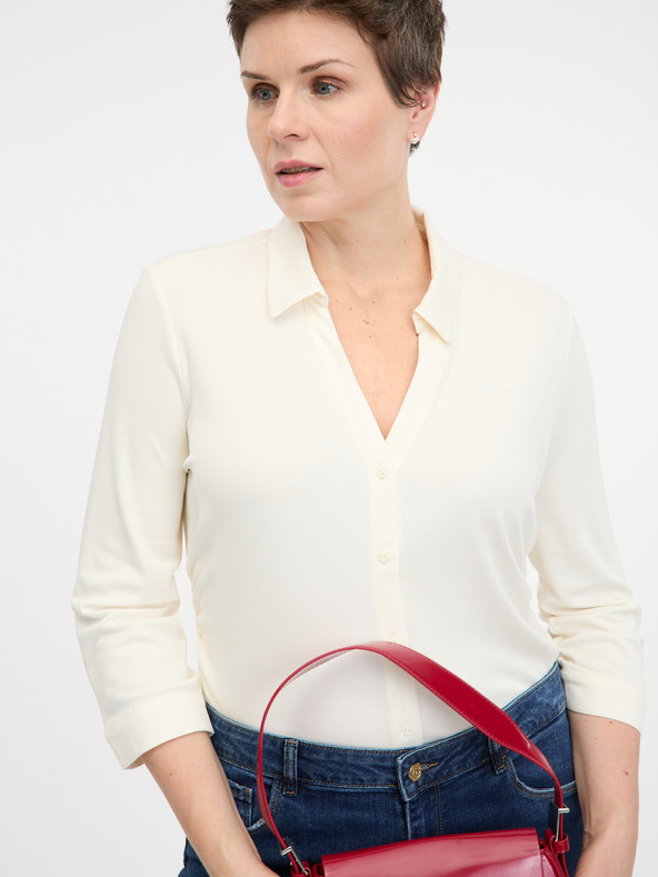 Orsay Krémová dámská halenka s límečkem ORSAY