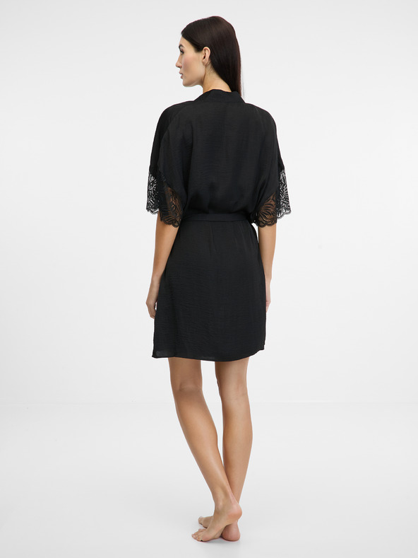 Orsay Černý dámský saténový župan ORSAY