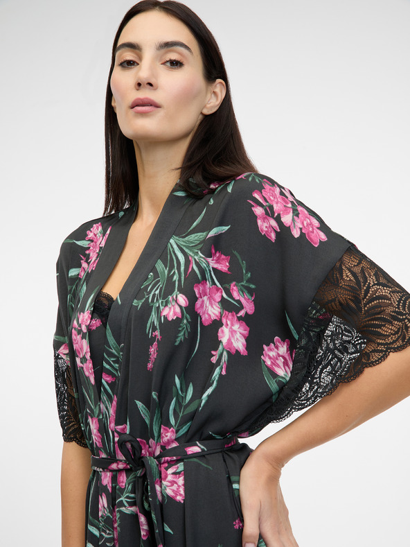 Orsay Černý dámský saténový župan ORSAY