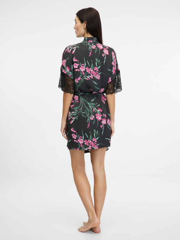 Orsay Černý dámský saténový župan ORSAY