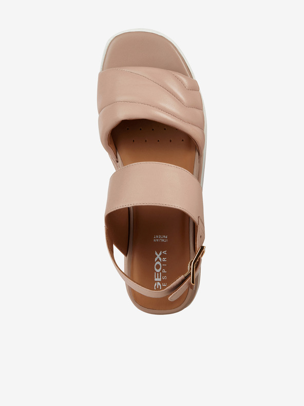 Geox Starorůžové dámské kožené sandálky na klínku Geox Rosita