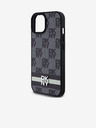 DKNY PU Leather Checkered Pattern and Stripe Zadní Kryt pro iPhone 15 Black DKNY