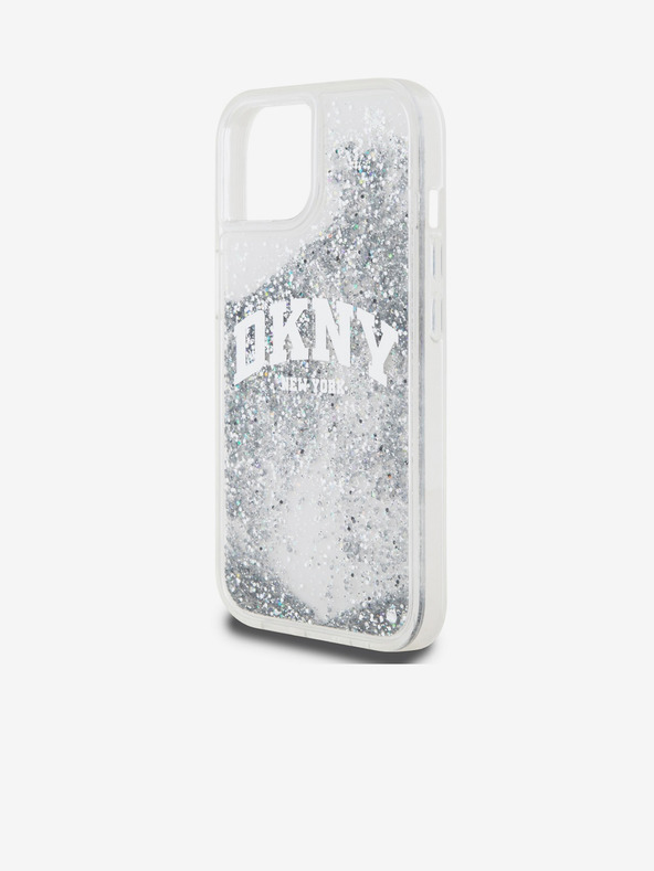 DKNY Liquid Glitter Arch Logo Zadní Kryt pro iPhone 15 Transparent DKNY