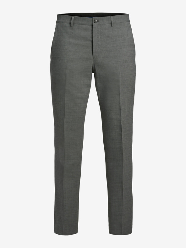 Jack & Jones Tmavě šedé pánské oblekové kalhoty s příměsí vlny Jack & Jones Solaris