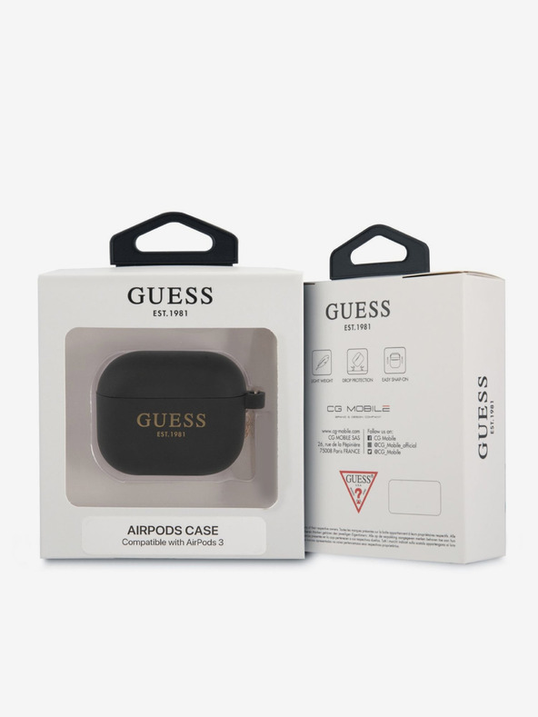 Guess Guess 4G Charm Silikonové Pouzdro pro AirPods 3 Black