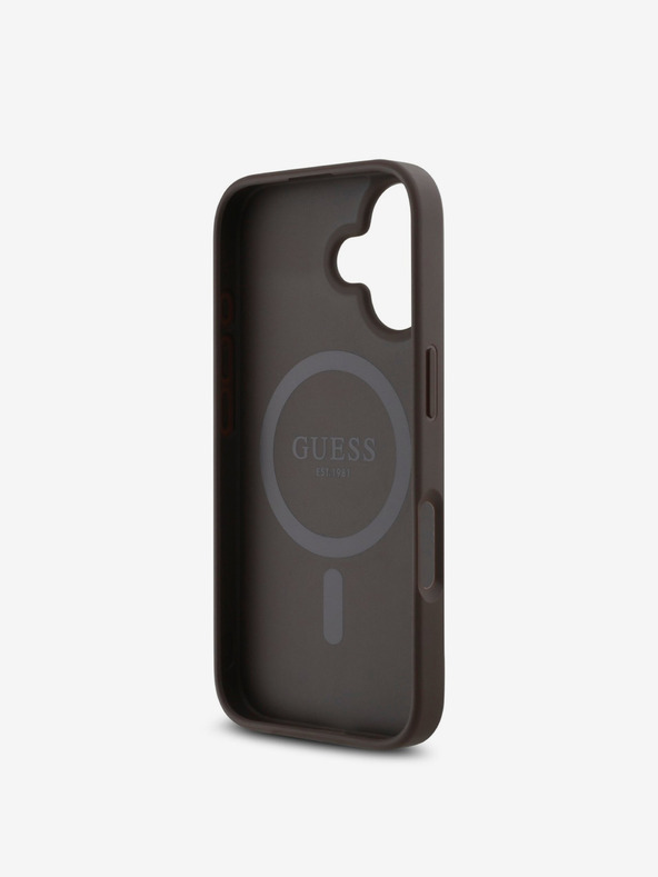 Guess Guess PU 4G Small Metal Logo MagSafe Zadní Kryt pro iPhone 16 Brown