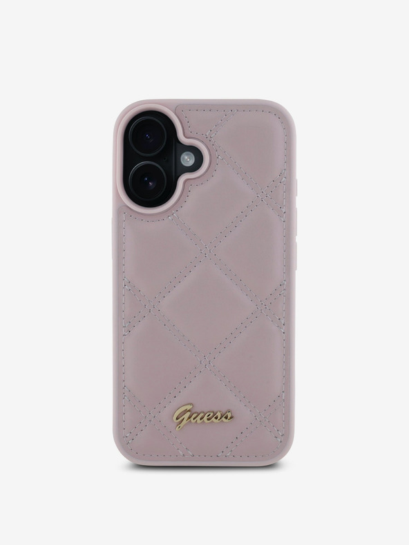 Guess Guess PU Leather Quilted Zadní Kryt pro iPhone 16 Pink