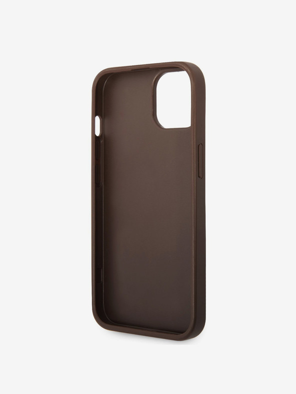 Guess Guess PU 4G Metal Logo Zadní Kryt pro iPhone 15 Brown