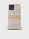 DKNY PU Leather Repeat Pattern Tonal Stripe Zadní Kryt pro iPhone 14 Pink DKNY