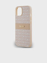 DKNY PU Leather Repeat Pattern Tonal Stripe Zadní Kryt pro iPhone 14 Pink DKNY