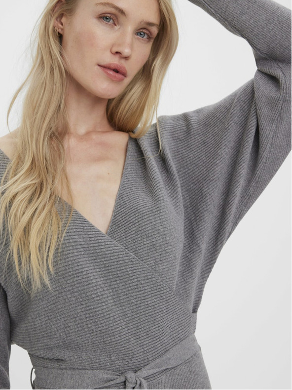 Vero Moda Šedé dámské svetrové šaty Vero Moda Hollyrem