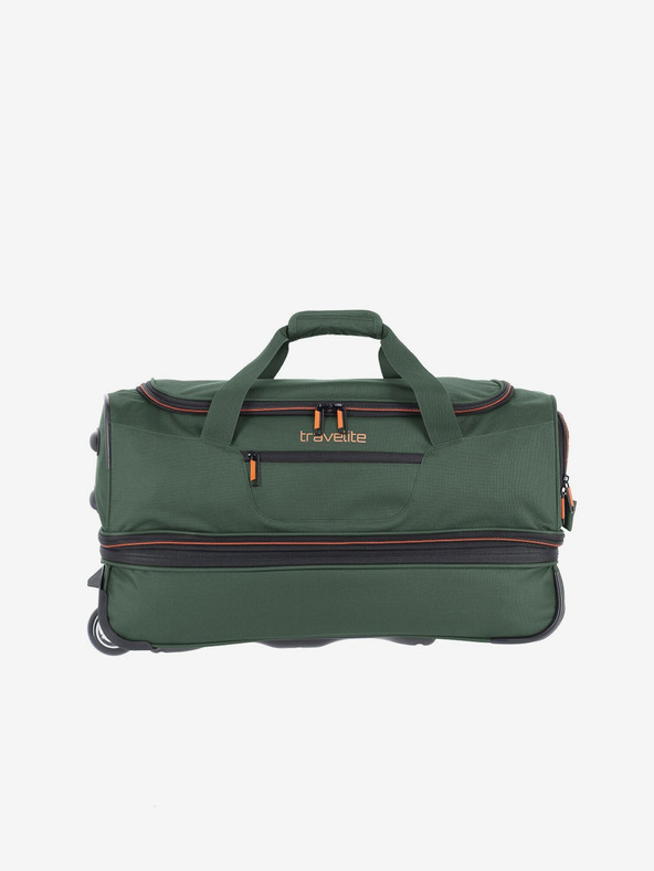 Travelite Tmavě zelená cestovní taška Travelite Basics Wheeled duffle S