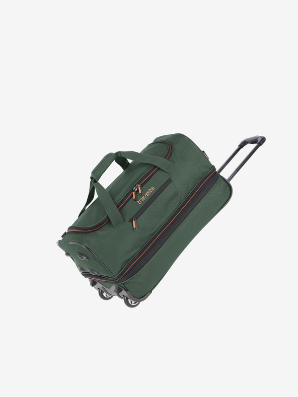 Travelite Tmavě zelená cestovní taška Travelite Basics Wheeled duffle S