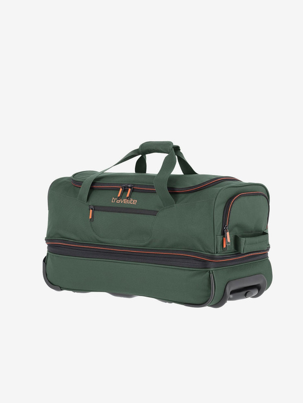 Travelite Tmavě zelená cestovní taška Travelite Basics Wheeled duffle S