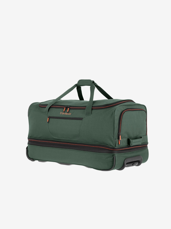 Travelite Tmavě zelená cestovní taška Travelite Basics Wheeled duffle L