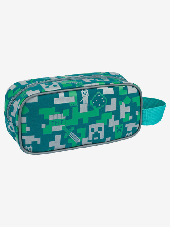 BAAGL  Zelený školní set - penál, sáček Baagl Minecraft 2 Silver Creeper