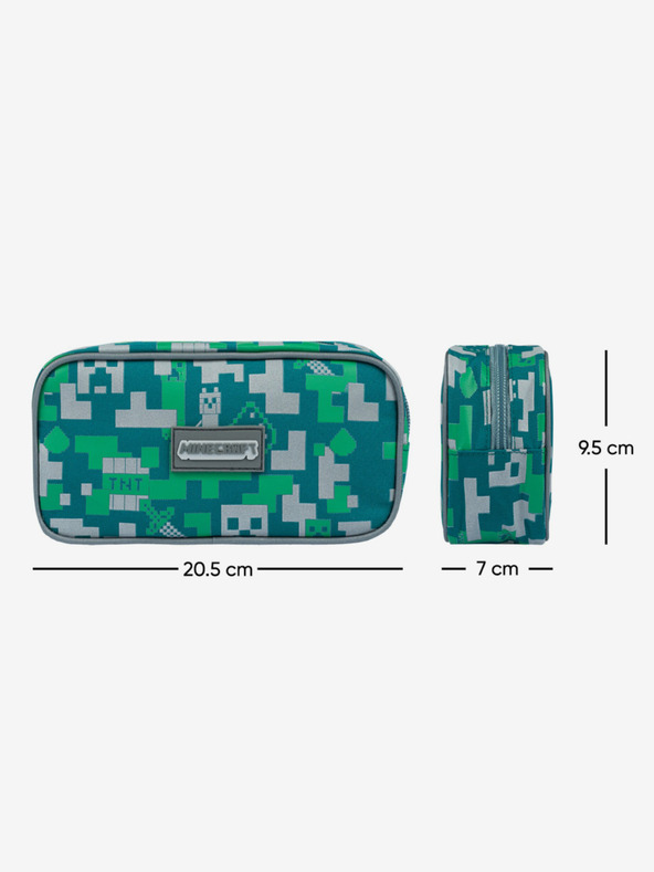 BAAGL  Zelený školní set - penál, sáček Baagl Minecraft 2 Silver Creeper
