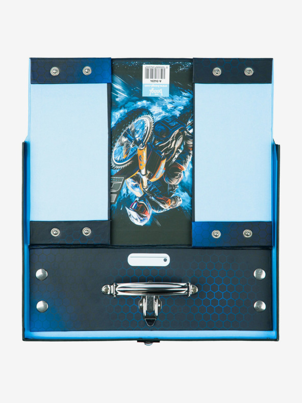 BAAGL  Modrý skládací školní kufřík s kováním Baagl Motorka