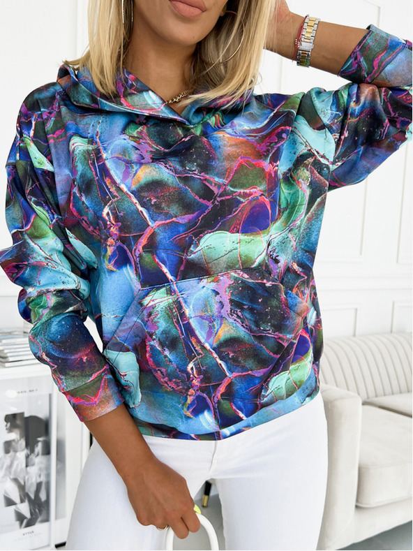 numoco Klokaní mikina s kapucí - modrý mramor Numoco